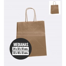 Bolsas de papel kraft  asa retorcida medianas